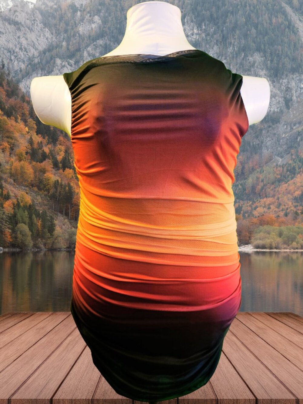 SHEIN Curve 3XL Ombre Ruched Bodycon Dress Black Orange Red Plus Size